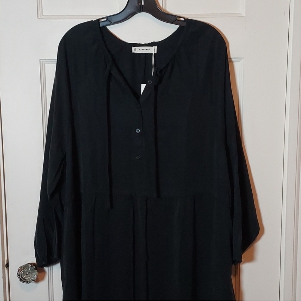 Everlane Tencel Gathered Maxi Dress Black Large